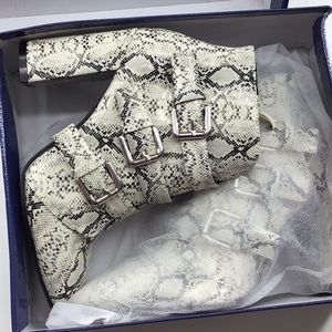 Snakeskin print booties